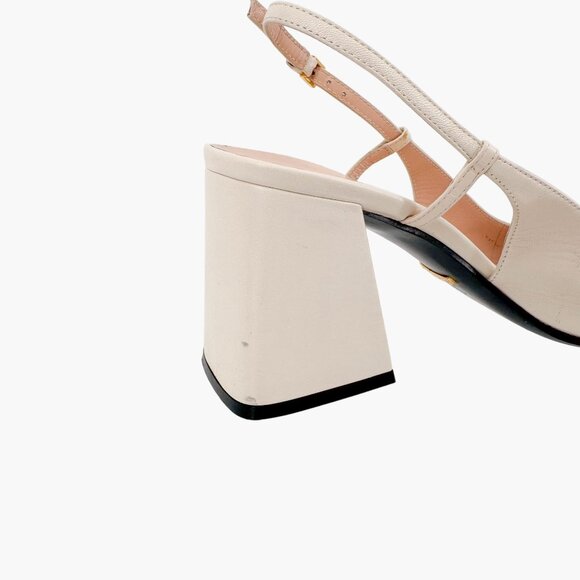 Gucci Baby Horsebit Slingback Pumps Size 39.5 US 9.5 White Block Heel Square Toe - Picture 11 of 14